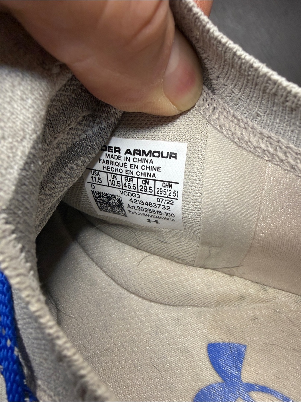 Under Armour HOVR Phantom 3 Reflect Grey Blue, 11.5 - Picture 8 of 15